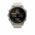 Смарт-годинник Garmin Fenix 9 43мм, Titanium з Fog Gray сірим силіконовим ремінцем