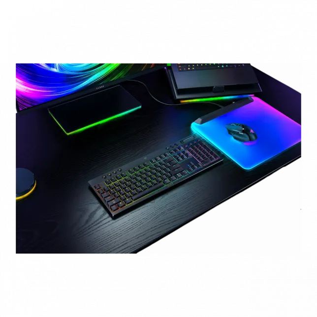 Клавіатура механічна Razer BlackWidow V4 Low-profile HyperSpeed, 104key, Green Switch, USB-A/WL/BT, EN, RGB, чорний