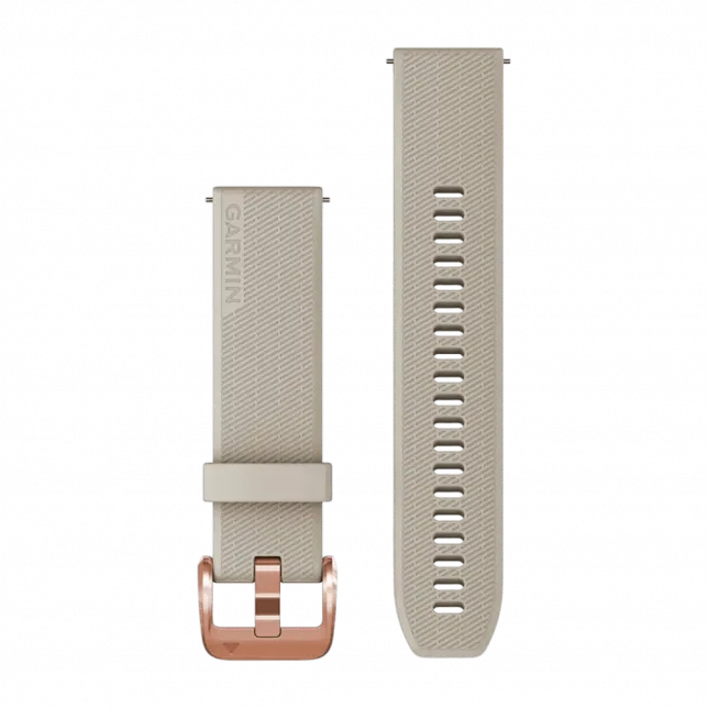 Ремінець Quick Release 20 мм, Light Sand бежевий, Rose Gold застібка, силіконовий