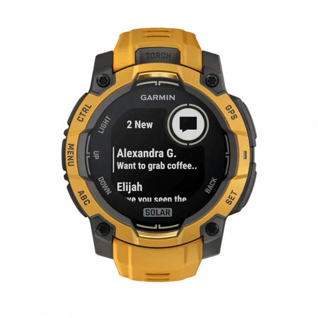 Смарт-годинник Garmin Instinct 3 45 мм, Solar Sunburst помаранчевий з Sunburst/Grey помаранчевим/сірим силіконовим ремінцем