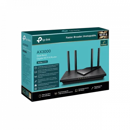 Маршрутизатор TP-LINK ARCHER AX55 AX3000, 4xGE LAN, 1xGE WAN, MESH