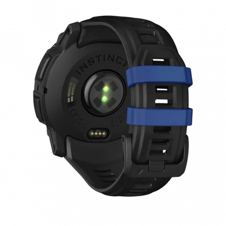 Смарт-годинник Garmin Instinct 3 50 мм, AMOLED Black чорний з Black/Bolt Blue чорним/синім силіконовим ремінцем