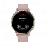 Смарт-годинник Garmin Venu 3S Soft Gold Stainless Steel Bezel з Dust Rose рожевим корпусом та силіконовим ремінцем