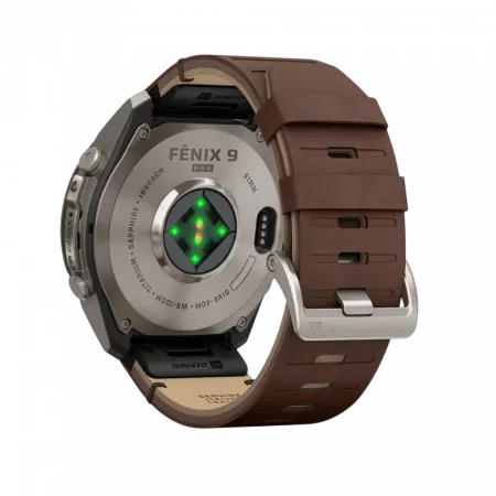 Смарт-годинник Garmin Fenix 9 Pro - inReach, 51мм Titanium з Walnut коричневим шкіряним ремінцем