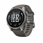 Смарт-годинник Garmin Fenix 9 43мм, Titanium з Pebble Gray темно-сірим силіконовим ремінцем