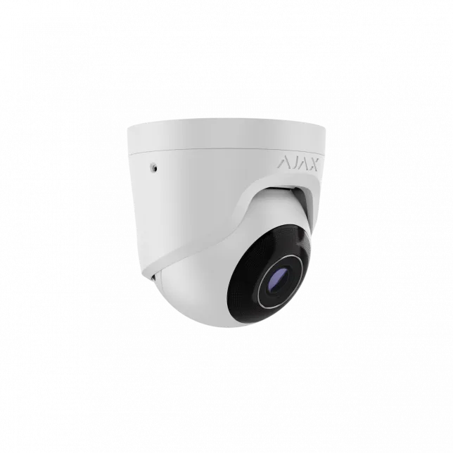 IP-Камера дротова Ajax TurretCam, 8мп, 4мм, Poe, True WDR, IP 65, ІЧ 35м, аудіо, кут огляду 75°до 85°, купольна, біла