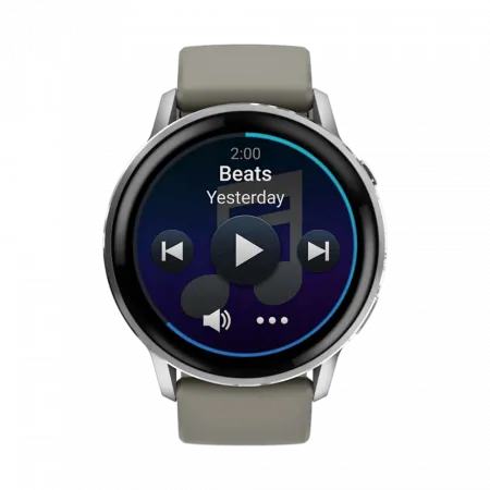 Смарт-годинник Garmin Venu 4 Silver з Silver Gray сірим силіконовим ремінцем
