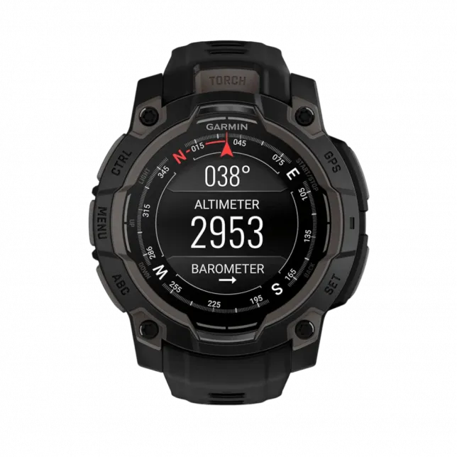 Смарт-годинник Garmin Instinct 3 45 мм, AMOLED Black чорний з Black чорним силіконовим ремінцем