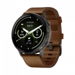 Смарт-годинник Garmin Venu 4 45 мм Slate з Black чорним силіконовим та Brown коричневим шкіряним ремінцями