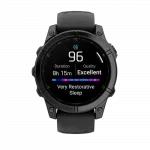 Смарт-годинник Garmin Fenix E 47мм, AMOLED Slate Gray Steel з чорним силіконовим ремінцем