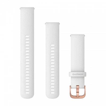 Ремінець Quick Release 20 мм, White білий, Rose Gold застібка, силіконовий