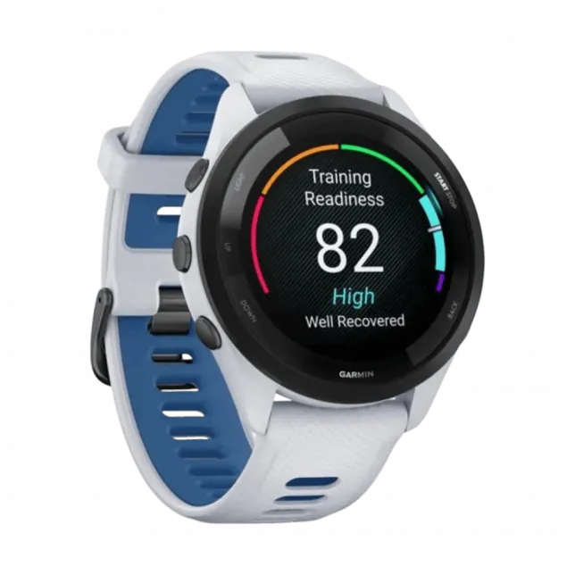Смарт-годинник Garmin Forerunner 265 з Whitestone корпусом та Whitestone/Tidal Blue білим силіконовим ремінцем