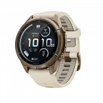Смарт-годинник Garmin Fenix 9 Pro - inReach, 43мм Autumn Gold Titanium з Cream/French Grey бежевим/сірим силіконовим ремінцем