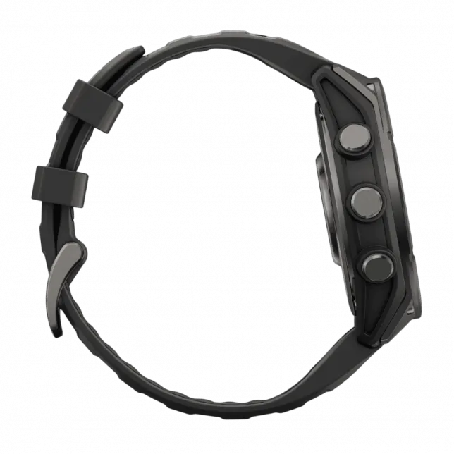 Смарт-годинник Garmin Fenix 9 47мм, Carbon Grey DLC Titanium з Black чорним силіконовим ремінцем