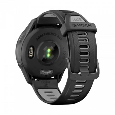 Смарт-годинник Garmin Forerunner 265 з чорним корпусом та Black/Powder Gray чорним силіконовим ремінцем