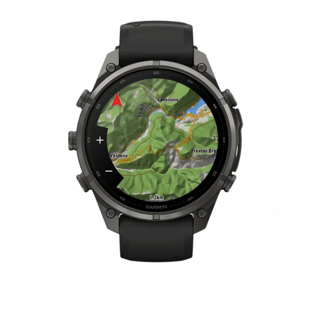 Смарт-годинник Garmin Fenix 9 Pro - inReach, 47мм Carbon Gray DLC Titanium з Black/Pebble Grey чорним/темно-сірим силіконовим ремінцем