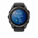 Смарт-годинник Garmin Fenix 8 51мм, MicroLED Sapphire, Titanium, Carbon Gray DLC з Black/Pebble Grey чорним/сірим силіконовим ремінцем