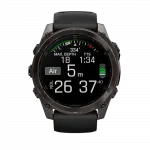 Смарт-годинник Garmin Fenix 8 51мм, AMOLED Sapphire, Carbon Grey DLC Titanium з Black/Pebble Grey чорним силіконовим ремінцем