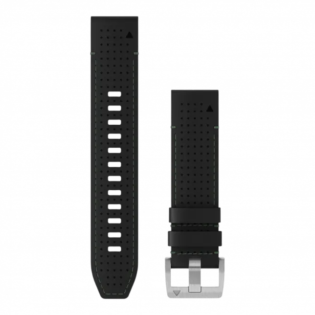 Ремінець QuickFit 22 мм, Black/Green чорний гібридний шкіряний/каучуковий