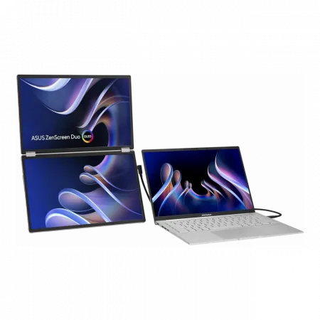 Монітор портативний Asus 2x14" ZenScreen DUO MQ149CD mHDMI, 2xUSB-C, OLED, 1920x1200, 16:10, DCI-P3 100%, HDR400, Cover