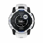 Смарт-годинник Garmin Instinct 3 45 мм, Solar Whitestone білий з Whitestone/Bolt Blue білим/синім силіконовим ремінцем