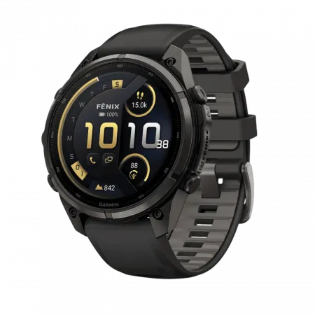 Смарт-годинник Garmin Fenix 9 Pro - inReach, 47мм Carbon Gray DLC Titanium з Black/Pebble Grey чорним/темно-сірим силіконовим ремінцем