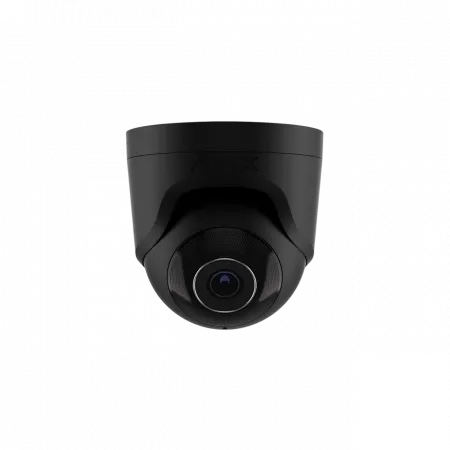 IP-Камера дротова Ajax TurretCam, 8мп, 2.8мм, Poe, True WDR, IP 65, ІЧ 35м, аудіо, кут огляду 100° до 110°, купольна, чорна
