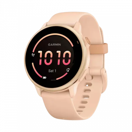 Смарт-годинник Garmin Vivoactive 6 Metallic Pink Dawn з Pink Dawn рожевим силіконовим ремінцем