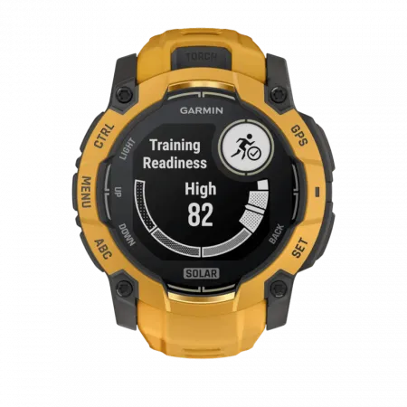 Смарт-годинник Garmin Instinct 3 50 мм, Solar Sunburst помаранчевий з Sunburst/Grey помаранчевим/сірим силіконовим ремінцем