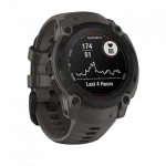 Смарт-годинник Garmin Instinct E 40 мм Black чорний з Charcoal коричневим силіконовим ремінцем