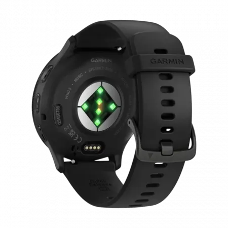 Смарт-годинник Garmin Venu 3 Slate stainless steel bezel з чорним корпусом та силіконовим ремінцем