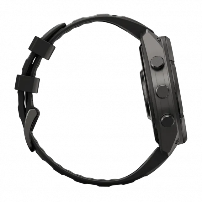 Смарт-годинник Garmin Fenix 9 Pro - inReach, 47мм Carbon Gray DLC Titanium з Black/Pebble Grey чорним/темно-сірим силіконовим ремінцем