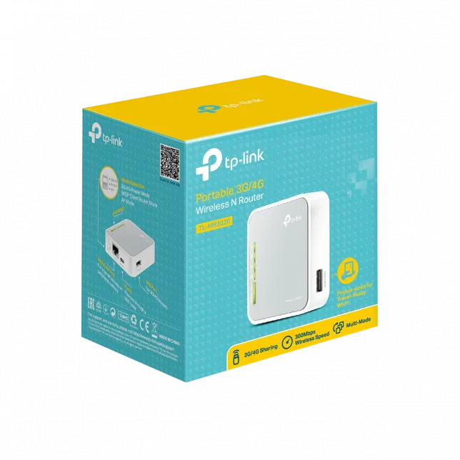 Маршрутизатор TP-LINK TL-MR3020 N300,  1xFE LAN/WAN, 1xUSB2.0 for 3G/4G/LTE
