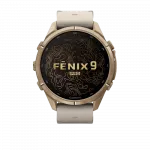 Смарт-годинник Garmin Fenix 9 Pro - inReach, 43мм Autumn Gold Titanium з Bone бежевим шкіряним ремінцем