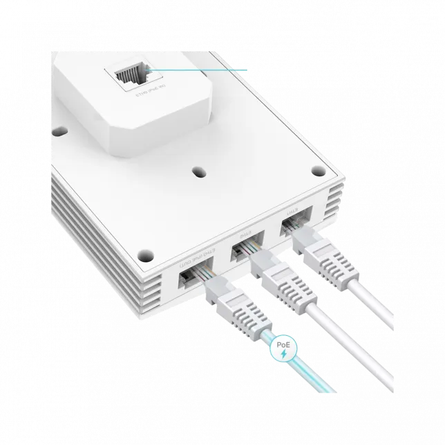 Точка доступу TP-LINK EAP655 WALL AX3000, 1xGE, 3xGE out, PoE