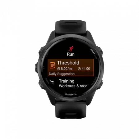 Смарт-годинник Garmin Forerunner 570 42мм Slate Gray Aluminum з Translucent Black чорним силіконовим ремінцем