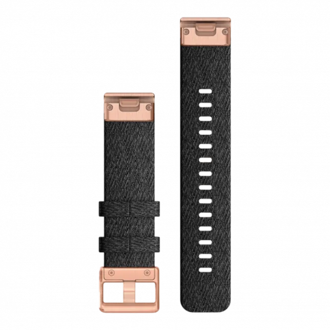 Ремінець QuickFit 20 мм, Heathered Black чорний, Rose Gold застібка, нейлоновий