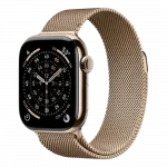 Apple Watch Series 11 GPS, 46mm Gold Titanium Case with Gold Milanese Loop (M/L)