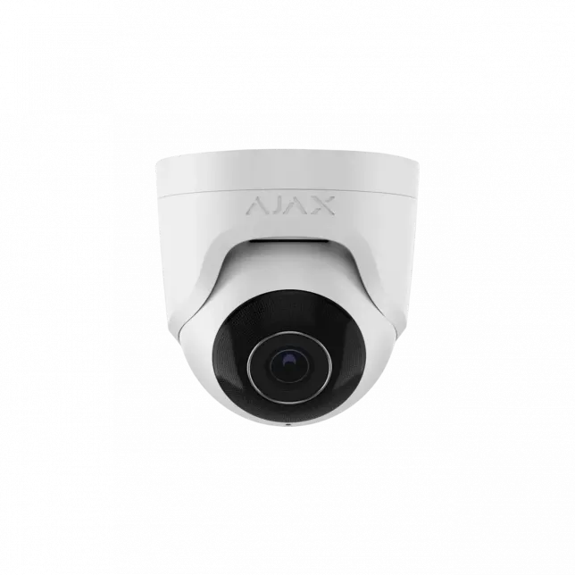 IP-Камера дротова Ajax TurretCam, 8мп, 2.8мм, Poe, True WDR, IP 65, ІЧ 35м, аудіо, кут огляду 100° до 110°, купольна, біла
