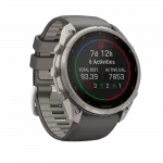Смарт-годинник Garmin Fenix 9 Pro - inReach, Solar, 51мм Titanium з Pebble Grey темно-сірим силіконовим ремінцем