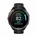 Смарт-годинник Garmin Forerunner 965 Carbon Grey DLC Titanium Bezel з чорним корпусом та Black/Powder Grey силіконовим ремінцем