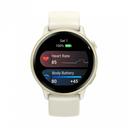 Смарт-годинник Garmin Vivoactive 6 Lunar Gold з Bone білим силіконовим ремінцем