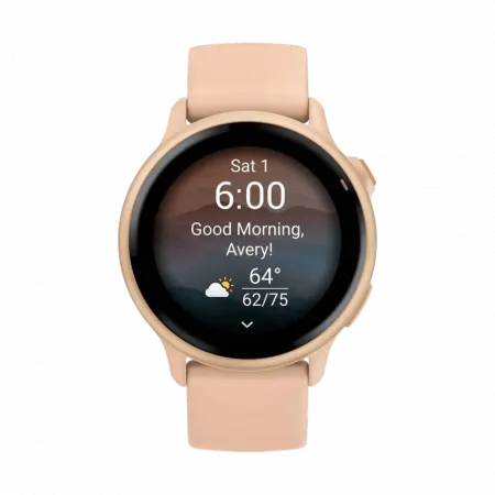 Смарт-годинник Garmin Vivoactive 6 Metallic Pink Dawn з Pink Dawn рожевим силіконовим ремінцем