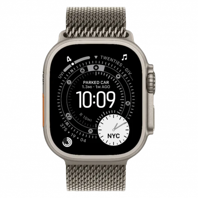 Apple Watch Ultra 3 GPS + LTE, 49mm Natural Titanium Case with Natural Titanium Milanese Loop - Large