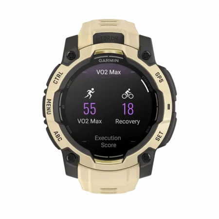 Смарт-годинник Garmin Instinct 3 45 мм, AMOLED Citrine бежевий з Citrine бежевим силіконовим ремінцем