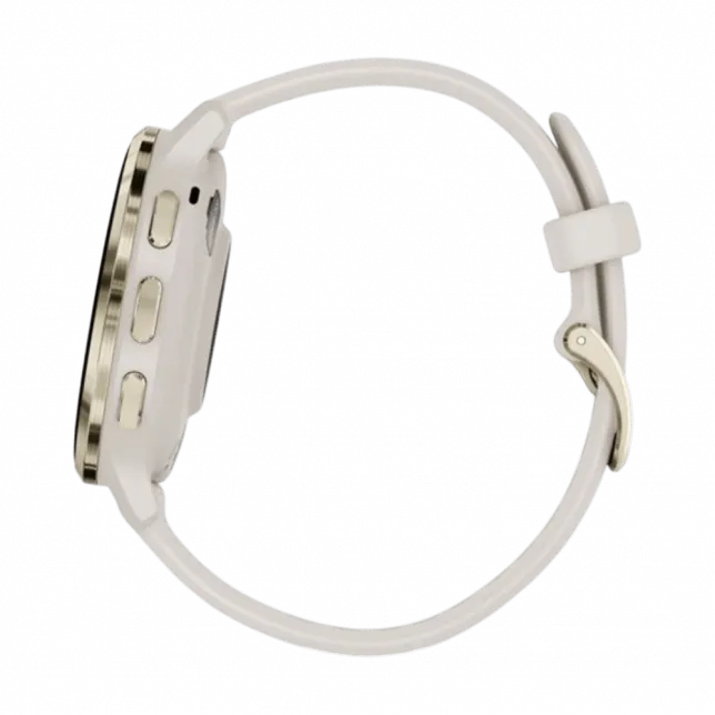 Смарт-годинник Garmin Venu 3S Soft Gold Stainless Steel Bezel з Ivory білим корпусом та силіконовим ремінцем