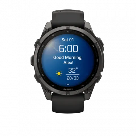 Смарт-годинник Garmin Fenix 9 47мм, Carbon Grey DLC Titanium з Black чорним силіконовим ремінцем