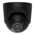 IP-Камера дротова Ajax TurretCam HL black, 8мп, 4мм, гібридне підсвічування IR 50м, білий Led 50м, Poe, True WDR, IP 65, ІЧ 50м, аудіо, 75° до 85°, купольна, чорна