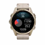 Смарт-годинник Garmin Fenix 8 43мм, AMOLED Sapphire, Soft Gold з Limestone сірим шкіряним ремінцем