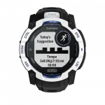 Смарт-годинник Garmin Instinct 3 50 мм, Solar Whitestone білий з Black/Bolt Blue чорним/синім силіконовим ремінцем